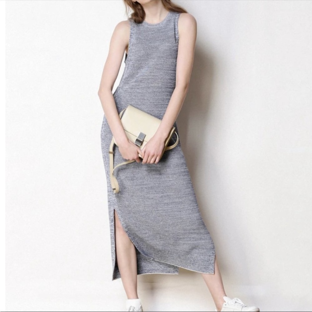 CAARA Tank Sweater Slit MIDI Dress Sleeveless Nordstrom Blue Size Small